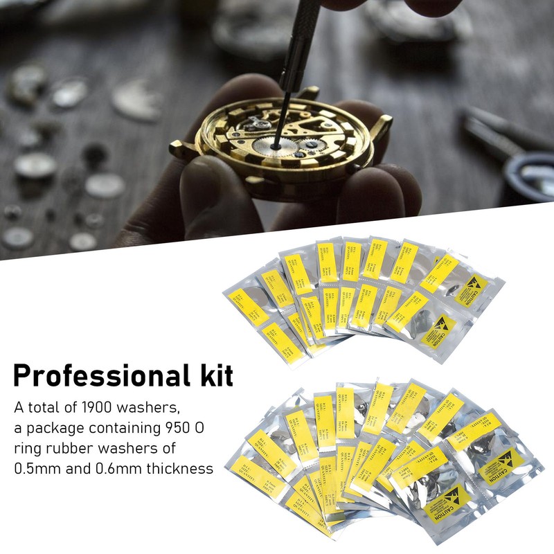 1900PCS O Ring Watch Back Gasket Rubber Washers Set 0.5mm