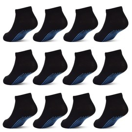 HYCLES Baby Non Silp Grip Socks for Boys Girls 12 Pairs Toddler Anti Skid Socks with Grippers Kids Ankle Breathable Cotton Socks for 1-3 years