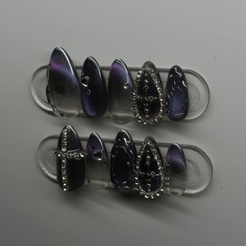 Double Cross Handmade Nail Tips - Long Coffin / 더블 크로스 수제네일팁 - 롱코핀