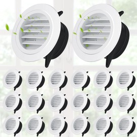 VIHOSE 18 Pcs Soffit Vents 4 Inch Soffit ABS Exterior Round Exhaust Vent with Built in Fly Screen Mesh for Home Bathroom Office Kitchen, White