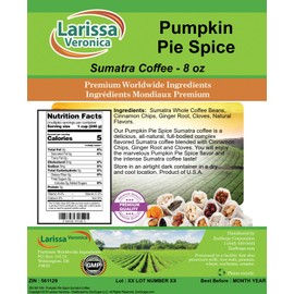 Pumpkin Pie Spice Sumatra Coffee (Gourmet, Naturally Flavored, Whole Coffee Beans) (8 oz, ZIN: 561129)