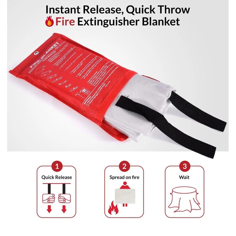Quick Release Large Fire Blanket for Home Office Kitchen Caravan