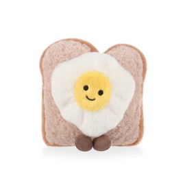 Apricot Lamb Fried Egg Toast Plushies Stuffed Animals for Kids, Soft Cute Plush Toys for Baby Girl and Boy, Fluffy Brown Food 4.5 Inches