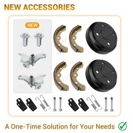 CLUBRALLY Golf Cart Rear Brake Drum/Hub and Brake Shoes Deluxe Repair Kit, Club Car Brake Kit for Club Car DS 1995-Up & Precedent 2004-Up Golf Cart, OEM#101791101, 101823201