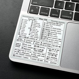 SYNERLOGIC (M/Intel) Mac OS Keyboard Shortcut No-Residue Vinyl Sticker, Compatible with 13"-16" MacBook Air/Pro iMac Mac Mini (White)