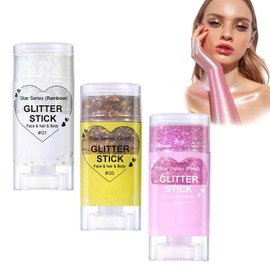Pack of 3 festival glitter face for the face, festival, large glitter liquid gel with DIY rhinestones, can be used for glittering holiday make-up on the face, for holiday party