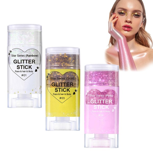 Pack of 3 festival glitter face for the face, festival,