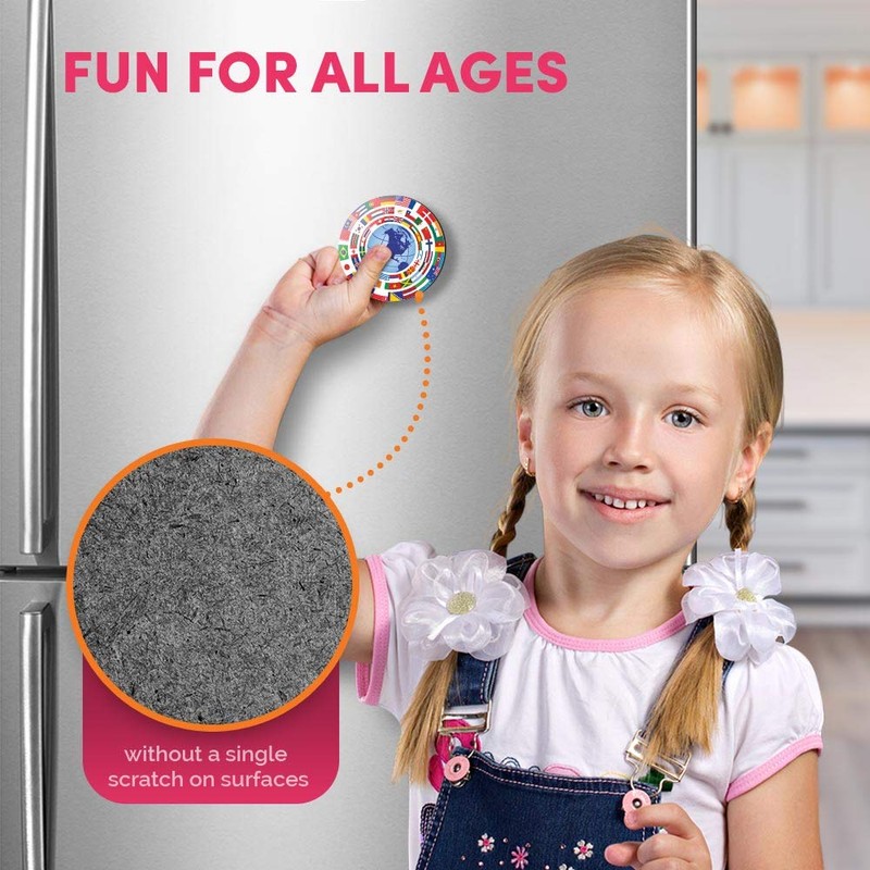 1 x Round MDF Magnet - Earth Globe Flags Map