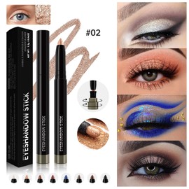 KXmzeG Neutral Matte Eyeshadow Stick Makeup, Metallic Rose Gold Cream Long-Lasting Eye Shadow Brightener Eyeliner Pencil, Matte Eye shadow Applicator Stick Pen Palette Makeup (02#, Pack of 1)
