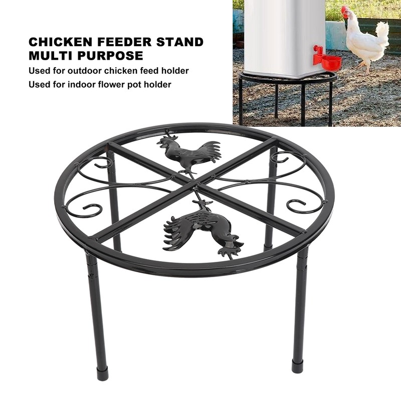 Chicken Feeder Metal Stand Indoor Outdoor Iron Flower Pot Holder