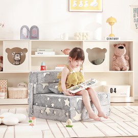 Givjoy Folding Sofa Bed Floor Mattress for Kids with Pillow, Toddler Folding Floor Nap Mat for Sleeping, Child Fold Up Sofa Futon Folding Floor Lounger Chair Bed with Storage Bag