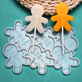 mostsom Cute Gingerbread Man Lollipop Silicone Mold DIY Fondant Mold Chocolate Fudge Mold Baking Utensils 2PCS (L_Gingerbread Man)