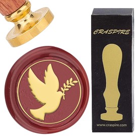CRASPIRE Dove of Peace Wax Seal Stamp Pigeon 25mm Vintage Sealing Wax Stamps Removable Brass Head with Wooden Handle for Wedding Birthday Christmas New Year Party Envelopes Invitations Gift Packing