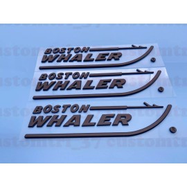 Unbranded 2pcs Matte Black BOSTON WHALER EMBLEM NEW 8-3/4" X 2" PEEL AND STICK