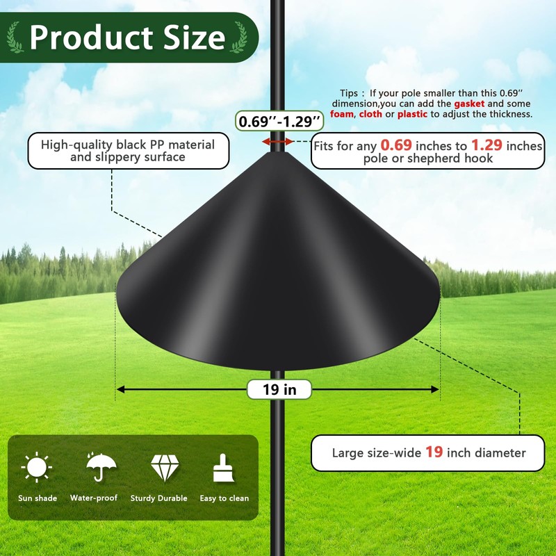 Gtongoko 19 Inch Squirrel Baffle for Bird Feeder Pole Squirrel