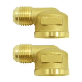 MENSI Propane Gas Water Oil 90 Degree Elbow Connector Coupling Fittings For BBQ Grills, Olympian Wave Heater 4050-0608 Brass Tube Fitting (1/2" Female NPT x 3/8" Male Flare)