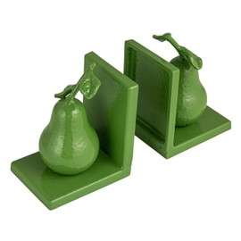 Creative Co-Op 2-Piece Cast Metal Pear Bookends, Green