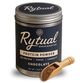 Rytual Brain Boosting Protein Powder – Whey + Nootropics with Lion’s Mane, Cordyceps, Reishi, Ashwagandha & L-Theanine – 1lb Chocolate – Focus, Recovery & Longevity