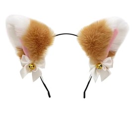 HAPVITAL Cat Ear Headband with Bell Cosplay, Cute, Hair Ornament, Black, White, Accessories, Adult, Ear-shaped Headband, Dance Costume, Cute, Event Costume, Halloween, Christmas, Fluffy Ears, Costume,