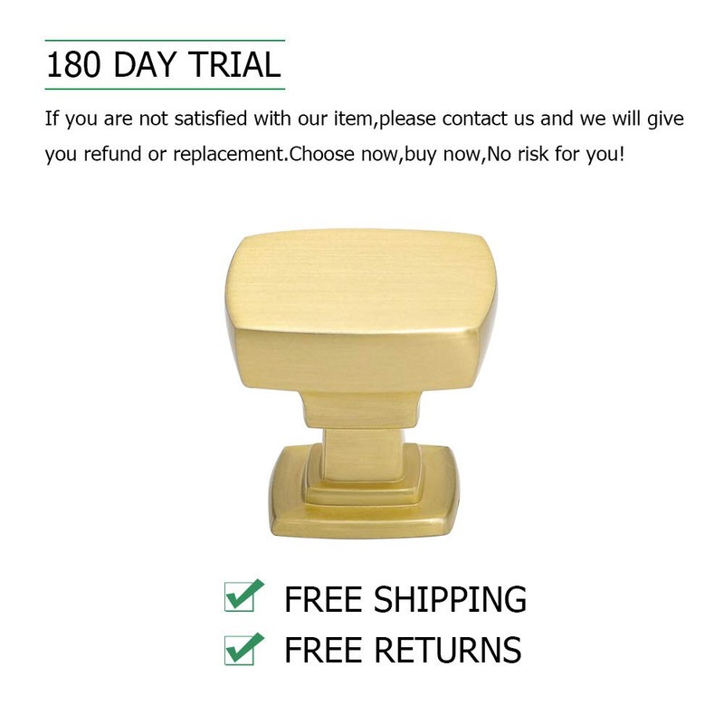 homdiy 5 Pack Brushed Brass Cabinet Knobs Gold Dresser Drawer