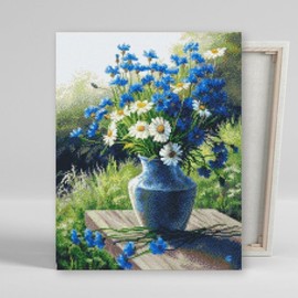 DIY Canvas Diamond Painting 40x50cm Cornflowers and Daisies / DIY캔버스형 보석십자수 40x50cm 수레국화와 데이지