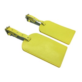 Leather Luggage Tag by AVIMA | Bag Tags Suitcase Tags Identifiers Travel Tags 2pc - Yellow