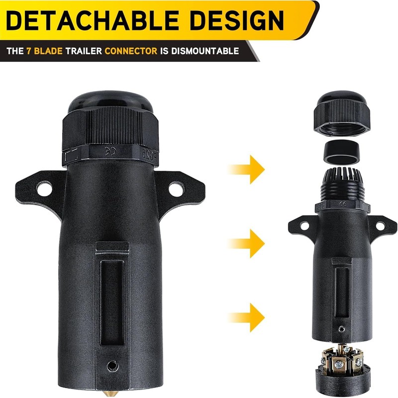 Walquicks RV 7 Pin Trailer Plug Splice-in Replacement Trailer Side