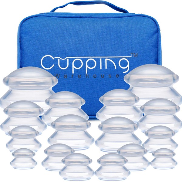 Cupping Warehouse Advanced Supreme 16 DEEP PRO 6065 with Bag (4 Sizes) Harder Cupping Therapy Set - Silicone Cupping Set- Cupping Kit- Cupping Therapy Set Massage Cups