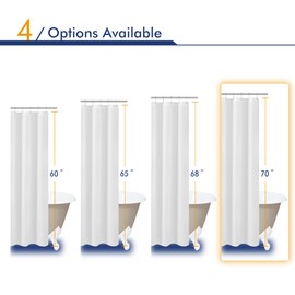 N&Y HOME Fabric Shower Curtain Liner 69 x 70 inches, Hotel Quality, Washable, Water Resistant White Spa Bathroom Curtains with Grommets, 69x70