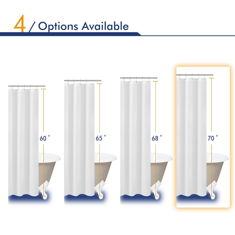N&Y HOME Fabric Shower Curtain Liner 69 x 70 inches,