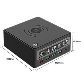 PINE64 PinePower – 120W Desktop Power Supply - 120W USB Charging Station – Wireless 10W Fast charging-UK Version