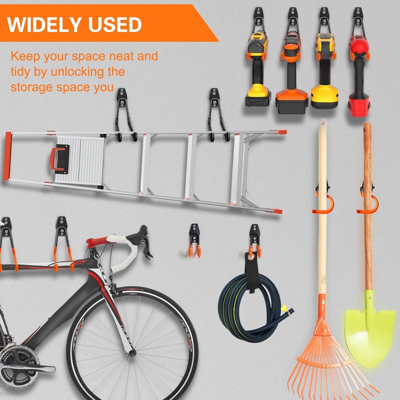 HUPBIPY Heavy Duty Garage Hooks 4 Pack, J Shaped Hanger,