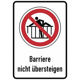 Daged Barrier nicht übersteigen Sticker 23 x 16 cm Sign DIN EN ISO 7010 Sticker T-173