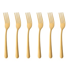 Buyer Star 7 Inch Gold Dinner Fork Set of 24, Stainless Steel Flatware Forks for Restaurant, Hotel, Dishwasher Safe