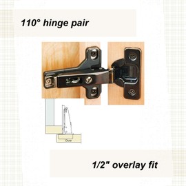 Salice 110 Degree Self Close Face Frame 1/2" Overlay Hinge, Titanium Finish Pair