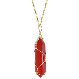 SUCHUANGUANG Carnelian Necklace Crystal Agate Pendant Jewelry Decoration S Pendant Wire Packaging Gift for Girls Boys, Crystal