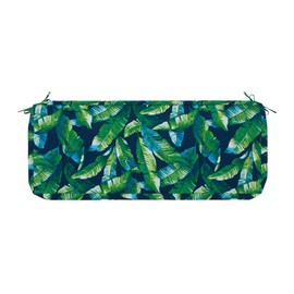 Magpie Fabrics Patio Bench Loveseat Cushion Covers (Replacement Cover only, No Insert!), Waterproof Fade Resistant Swing Cushion Slipcover with Ties(42x18x3 Inch, Green Lagoon Leaves)