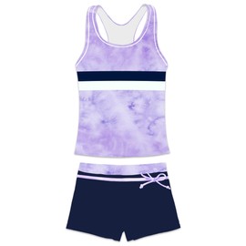 PROALLO - Traje de baño de verano para niñas pequeñas, tankini de dos piezas, Púrpura B, 6-7 Años