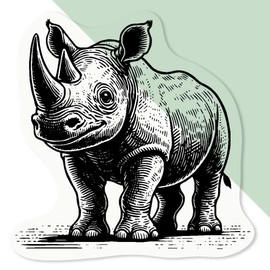 4 x Small 50mm 'Happy Baby Rhino' Transparent/Clear Sticker Decals for Windows/Cars/Walls (DC00139404)