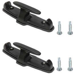 NovelBee 2 Pack of Chrome T-Hook Tie Down Rope with Washer and Mounting Screws for Car Boat (Black)