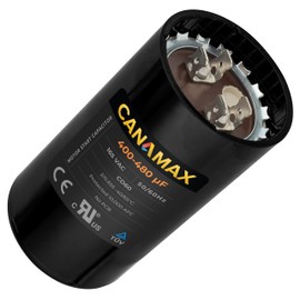Canamax 400-480 uf MFD 165 VAC Volts Round Motor Start Capacitor 50/60 Hz AC Electric - Compatible with Single Phase Motor Capacitors Condenser Straight Cool or Heat Pump Air Conditioner