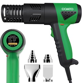 COMTO 1800W Industrial Heat Gun, Fast Heating 122℉-1256℉ Variable Temperature Control Overheat Protection 2 Speed Air Flow with 4 Nozzles for Crafts, Shrinking Tubing, Vinyl Wrap (SG-1004)