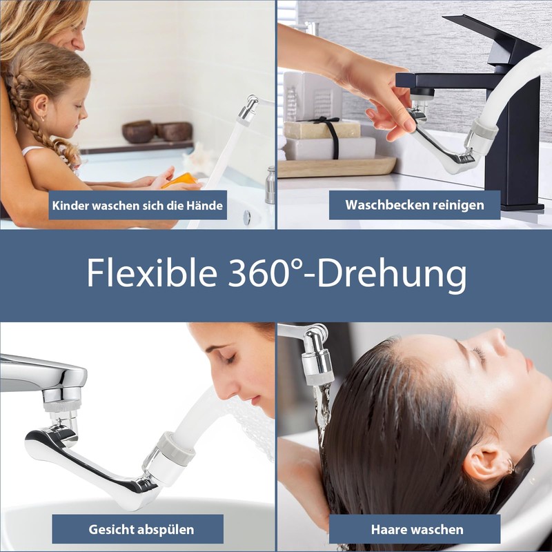 VewePata 360° Rotating Tap Attachment with Water-Saving Function and 2