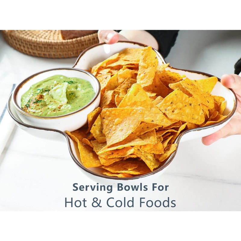 ONEMORE Chip and Dip Serving Set, 8.5 inch Speckled Ceramic