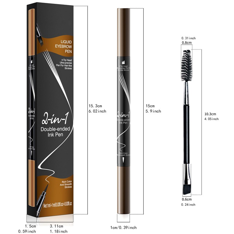 Eyebrow Pencil, Waterproof, 2-in-1 Dual-Ended Microblading Eyebrow Pencil, Microblading Eyebrow