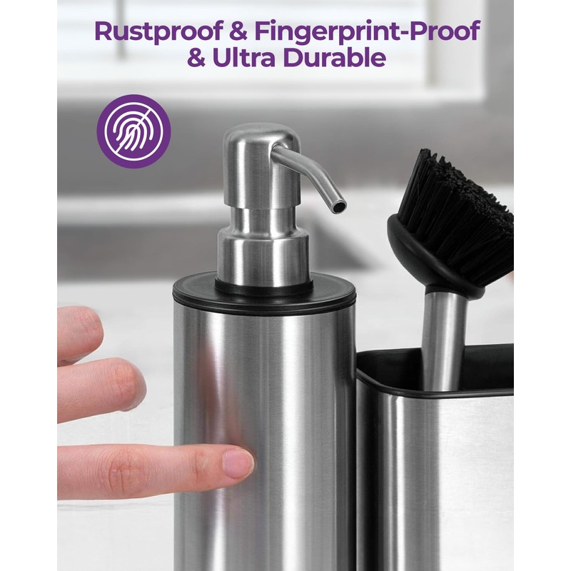 ODesign Kitchen Soap Dispenser Set - 3 in 1, Stainless