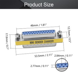 Fielect DB25 VGA Gender Changer 25 Pin Female to Male 2-Row Mini Gender Changer Coupler Adapter Connector for Serial Applications Blue Pack of 10