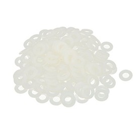 sourcingmap Nylon Flat Washers M8 16mm OD 8mm ID 1.5mm Thickness Sealing Gasket for Faucet Pipe Water Hose, White, Pack of 200
