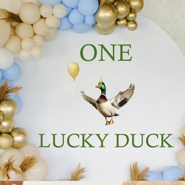 One Lucky Duck Decal，Mallard Duck Hunting 1st Birthday Party Decor Sticker, Gender Reveal Party Decorations, One Lucky Duck Baby boy/Girl baptisms Decor Decal.
