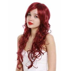 WIG ME UP - VK-47-872 Long lady wig wavy to curled wet look beach style salt and sea effect garnet red